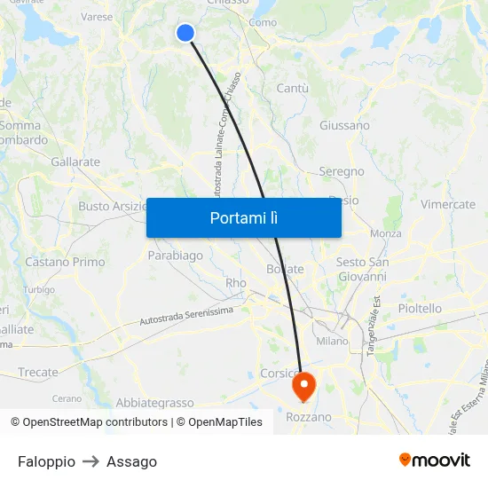 Faloppio to Assago map