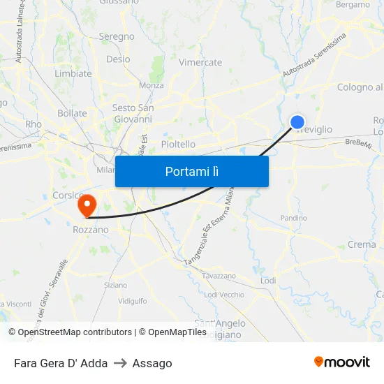 Fara Gera D' Adda to Assago map