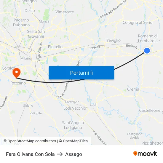 Fara Olivana Con Sola to Assago map