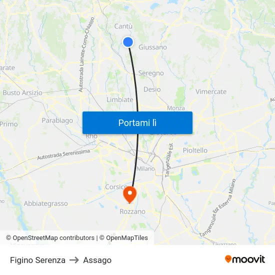 Figino Serenza to Assago map