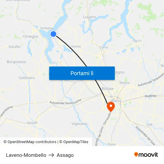 Laveno-Mombello to Assago map