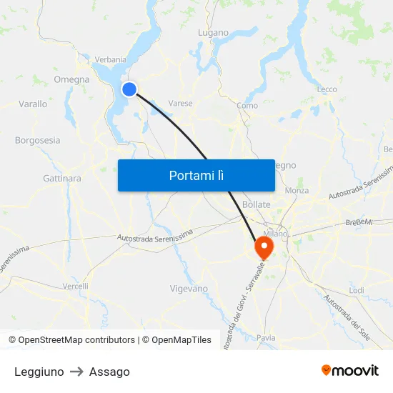 Leggiuno to Assago map