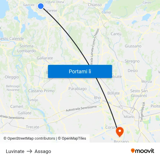 Luvinate to Assago map