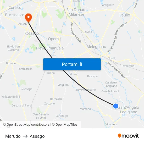 Marudo to Assago map