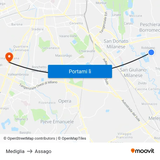 Mediglia to Assago map