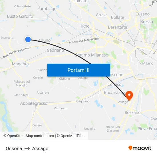Ossona to Assago map