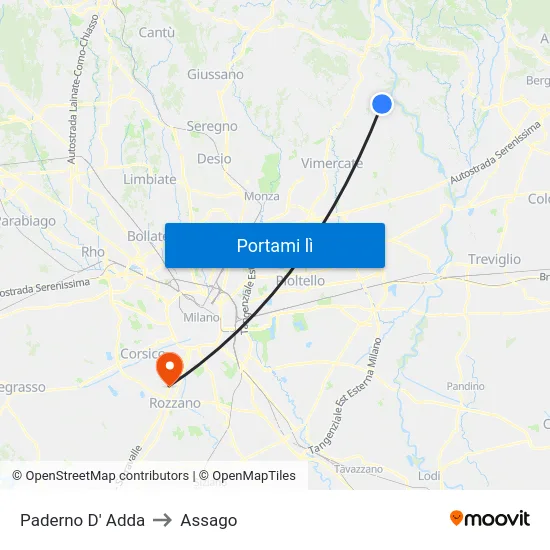 Paderno D' Adda to Assago map
