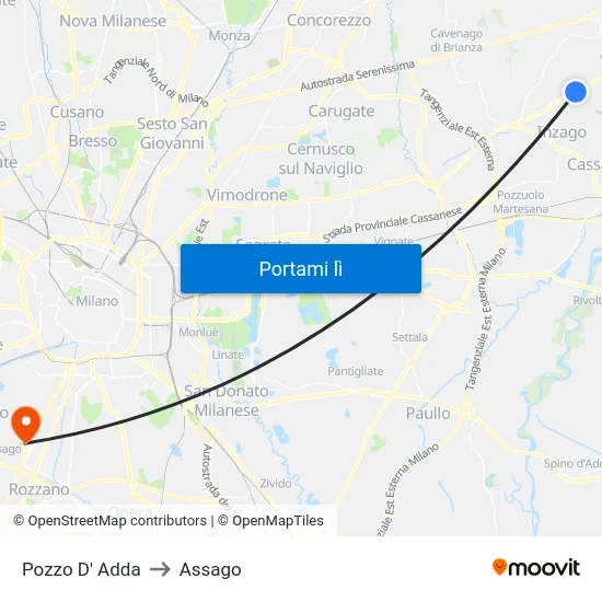 Pozzo D' Adda to Assago map