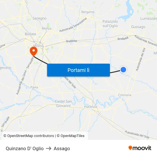 Quinzano D' Oglio to Assago map