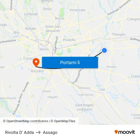 Rivolta D' Adda to Assago map