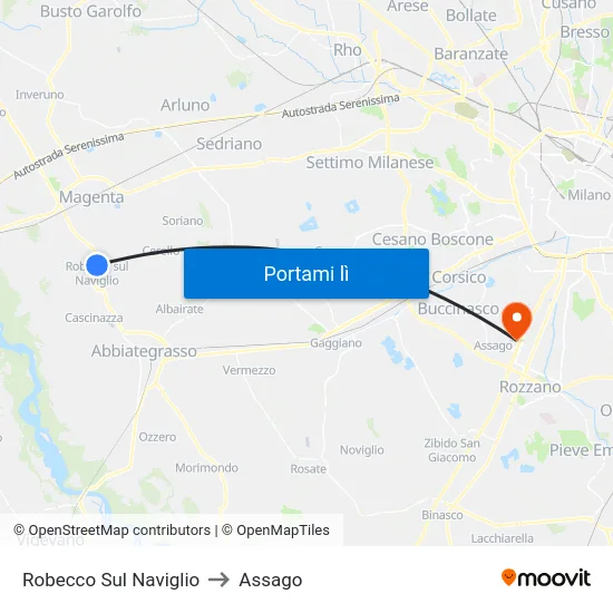 Robecco Sul Naviglio to Assago map