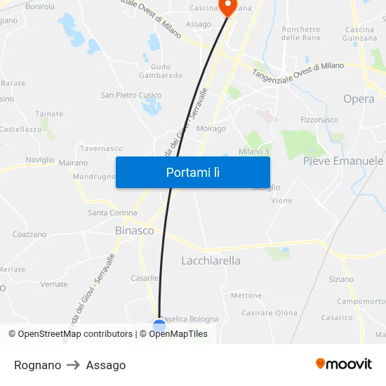 Rognano to Assago map
