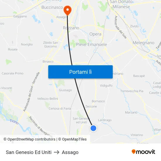 San Genesio Ed Uniti to Assago map