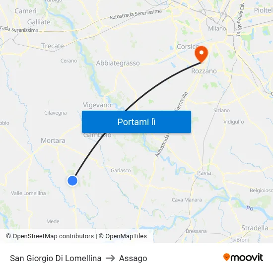 San Giorgio Di Lomellina to Assago map