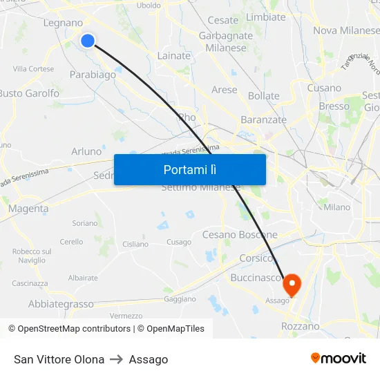 San Vittore Olona to Assago map