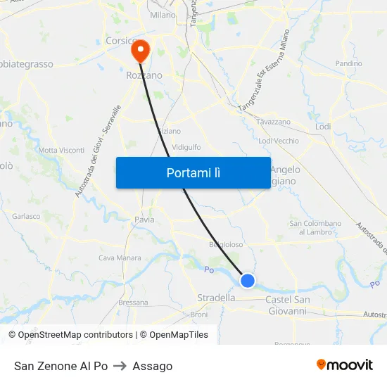 San Zenone Al Po to Assago map