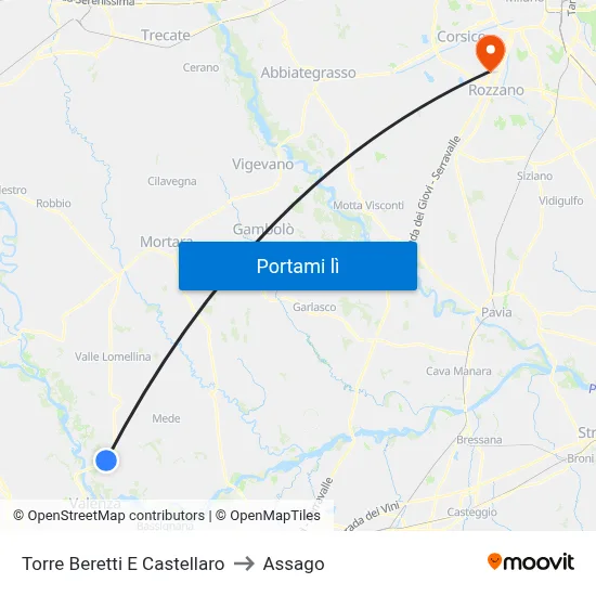 Torre Beretti E Castellaro to Assago map
