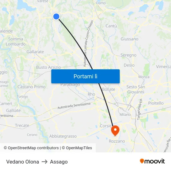Vedano Olona to Assago map