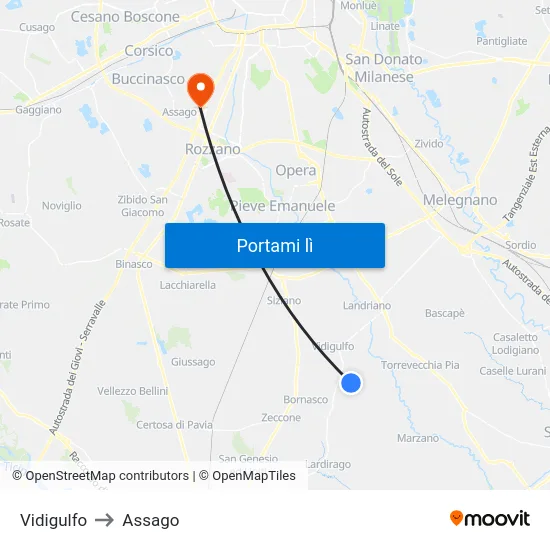 Vidigulfo to Assago map