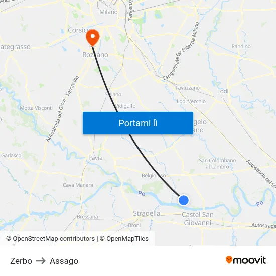 Zerbo to Assago map