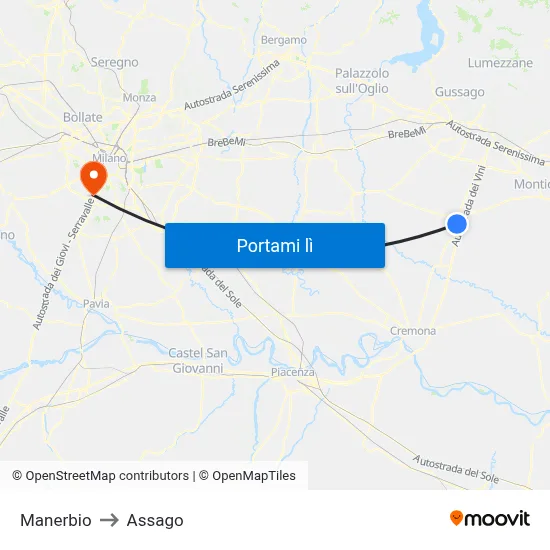 Manerbio to Assago map