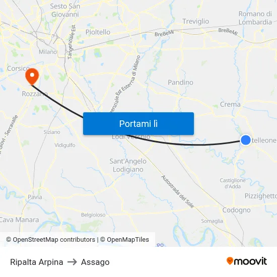 Ripalta Arpina to Assago map