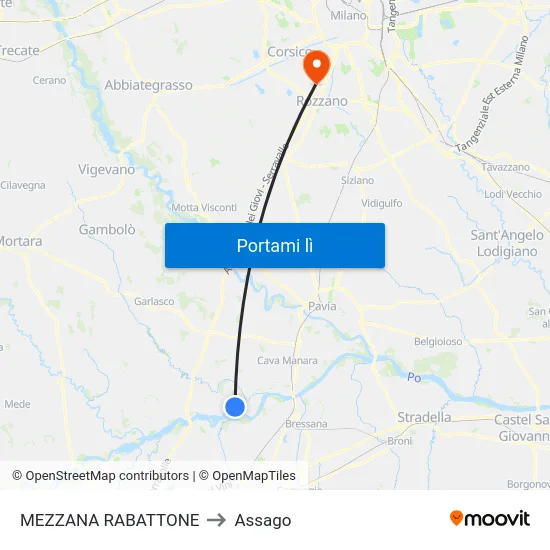 MEZZANA RABATTONE to Assago map