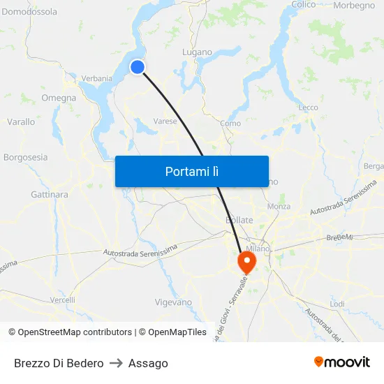 Brezzo Di Bedero to Assago map