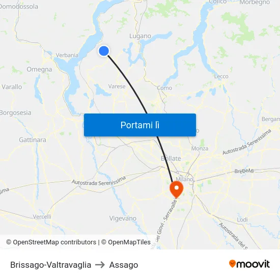 Brissago-Valtravaglia to Assago map