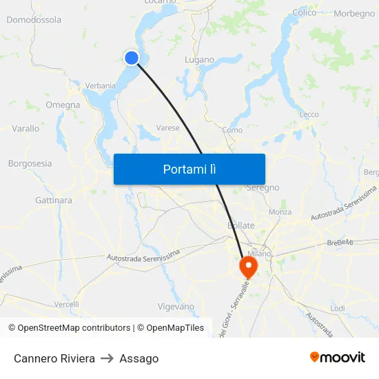 Cannero Riviera to Assago map