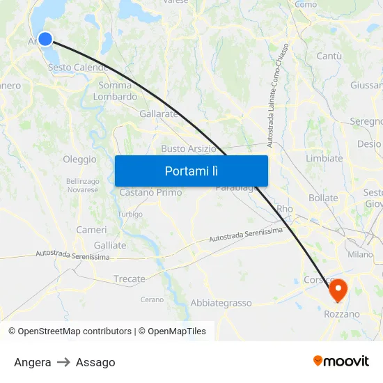 Angera to Assago map
