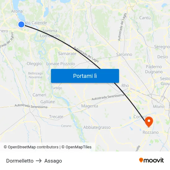 Dormelletto to Assago map