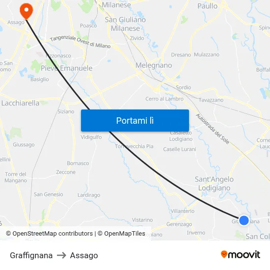 Graffignana to Assago map