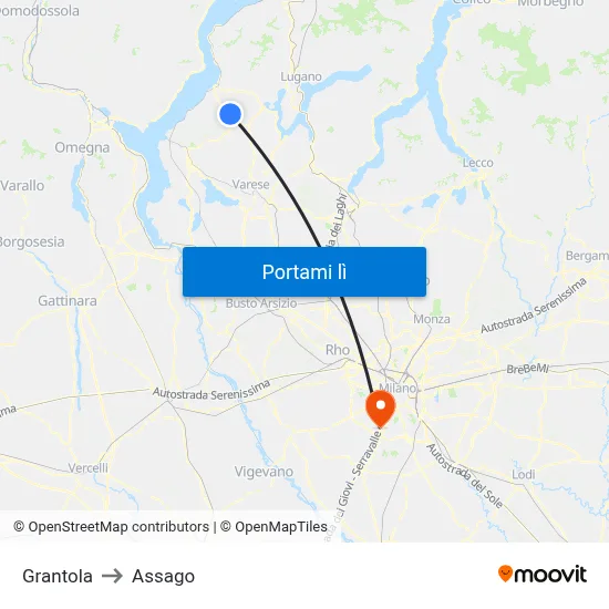 Grantola to Assago map