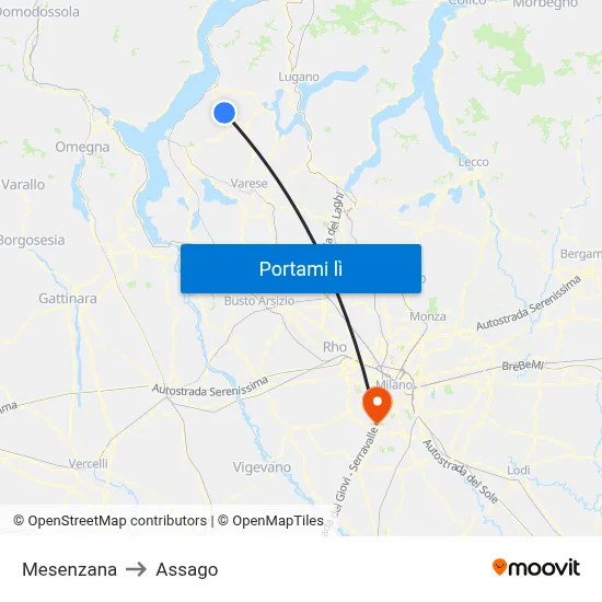 Mesenzana to Assago map
