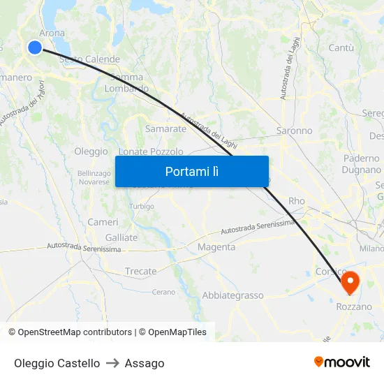 Oleggio Castello to Assago map
