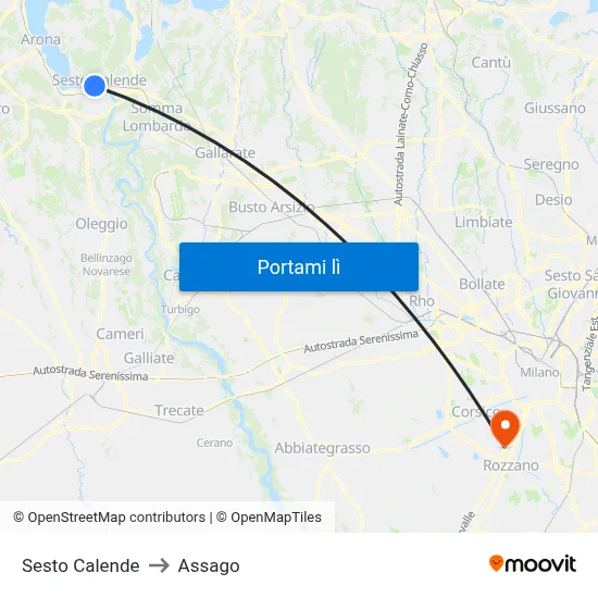 Sesto Calende to Assago map