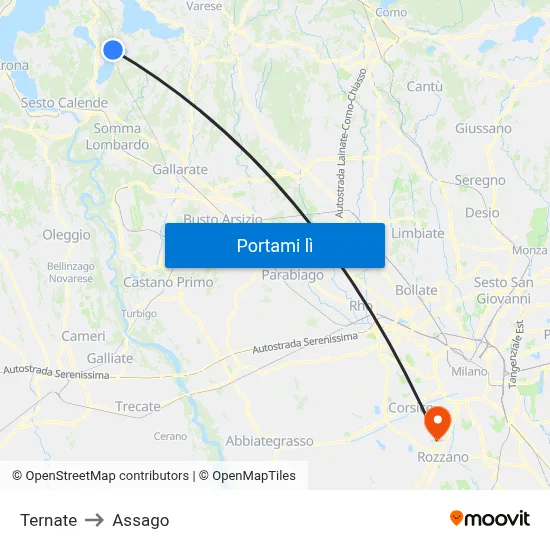 Ternate to Assago map
