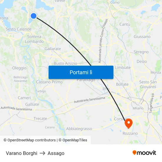 Varano Borghi to Assago map