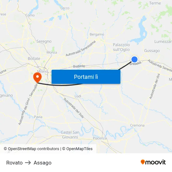 Rovato to Assago map