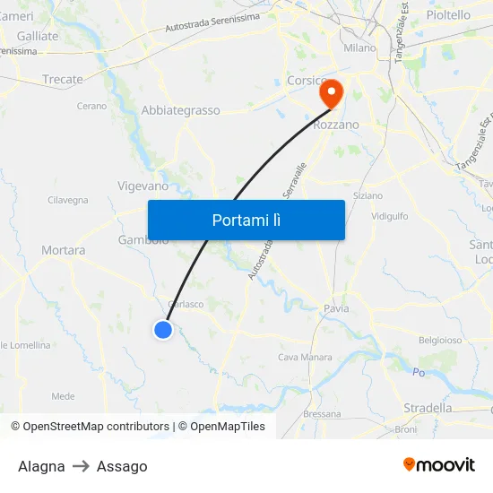 Alagna to Assago map