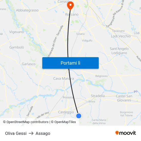 Oliva Gessi to Assago map