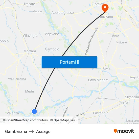 Gambarana to Assago map