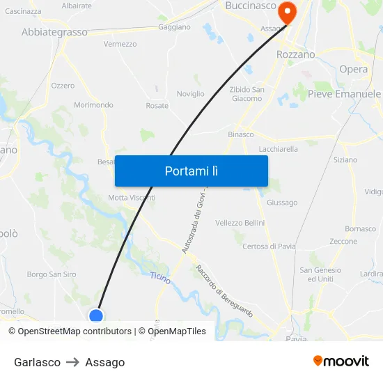 Garlasco to Assago map