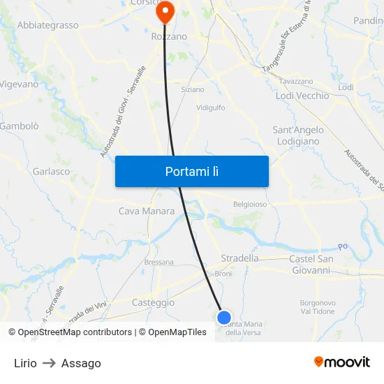 Lirio to Assago map
