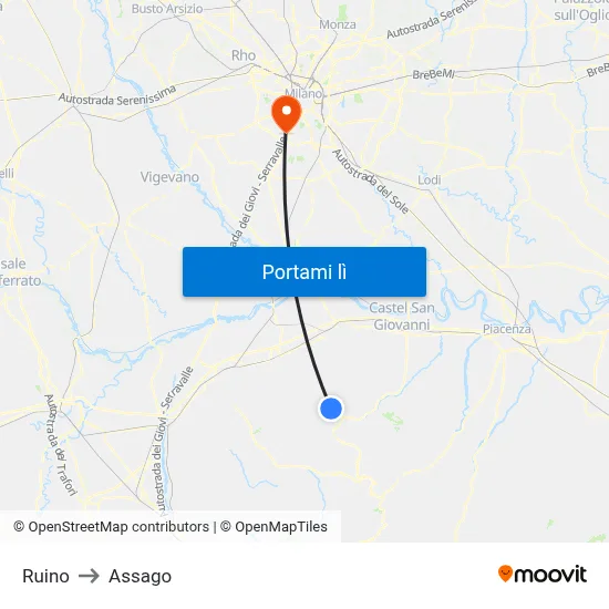 Ruino to Assago map