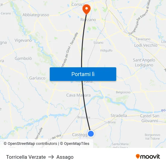 Torricella Verzate to Assago map