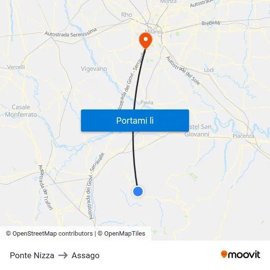 Ponte Nizza to Assago map