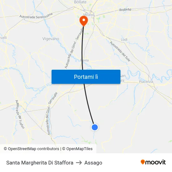 Santa Margherita Di Staffora to Assago map