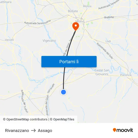 Rivanazzano to Assago map